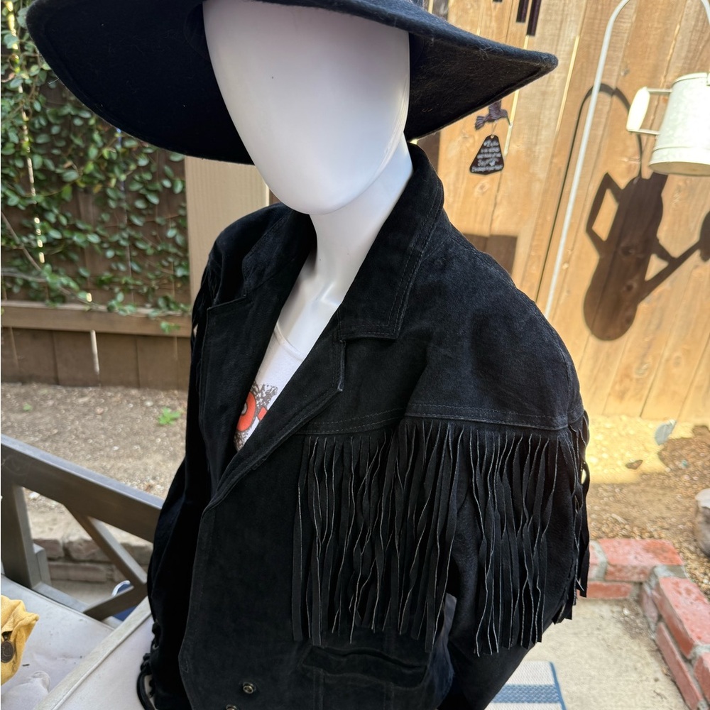 Wilsons Leather Black Fringe Jacket
